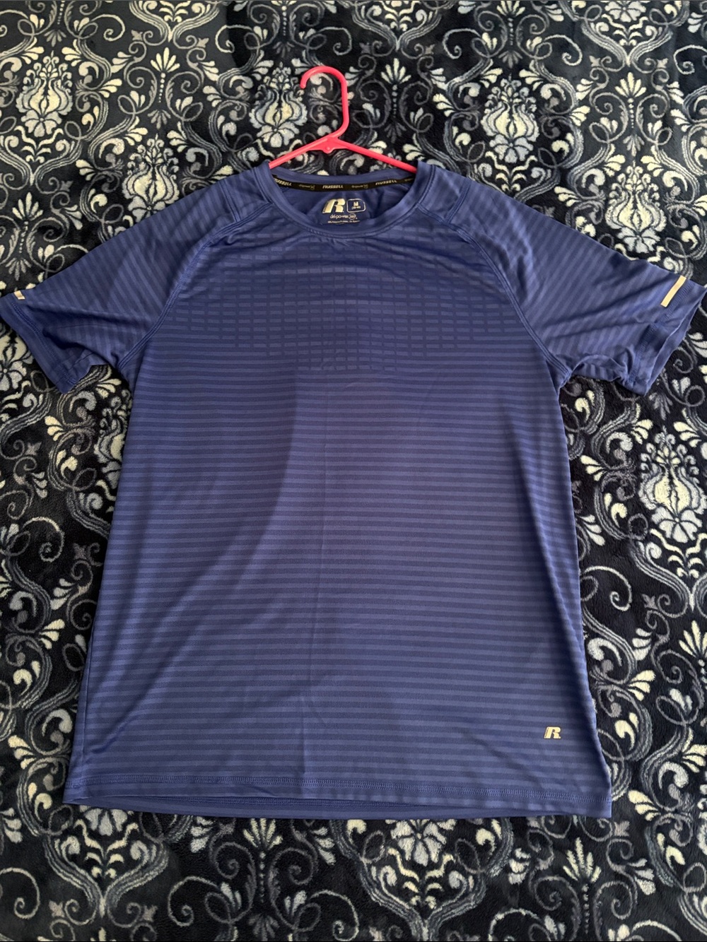 Russell Athletic Navy Performance Short Sleeve Tee with Subtle Stripe